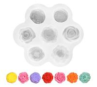 7 Agujeros Moldes de Silicona de Flores, 12 x 12 x 2,5cm Molde Silicona Flores, Moldes para Velas en Forma de Rosa Peonía Clavel, Moule en Silicone en Forme de Fleur, para Pasteles, Velas, Jabón