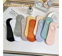 7 aleatorios de calcetines tipo de malla para mujer, calcetines invisibles multicolor, calcetines tobilleros suaves, cómodos y transpirables con diseño de malla a cuadros