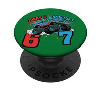 7 años cumpleaños Monster Truck 6 Ahora Soy 7 67 Gracioso PopSockets PopGrip Adhesivo