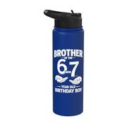 7 años Cumpleaños Tenía 6 Ahora soy 7 67 Meme Brother Stainless Steel Insulated Water Bottle