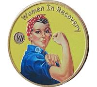 7 años mujeres en recuperación medallón Color Rosie The Riveter Sobriety Chip