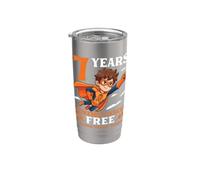 7 Años Naranja Leucemia Cáncer Superhéroe Niño Superviviente Vaso térmico de acero inoxidable de doble pared