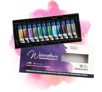 7 Artists Acuarelas Profesionales 12 Tubos de 10 ml Granulado Pintura Acuarela Set | Acuarela Profesional | Watercolor Caja Solid
