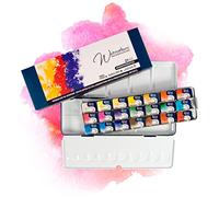 7 Artists Acuarelas Profesionales - 21 x Pastillas Set Acuarelas Monopigmentado | Kit Acuarela Portatil en Caja Metalica | Pack Pintura Acuarela | Watercolor Set