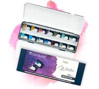 7 Artists Granuladas Acuarelas Profesionales - 14 x Pastillas Set Acuarelas | Kit Acuarela Portatil en Caja Metalica | Pack Pintura Acuarela | Watercolor Set