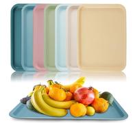 7 bandejas para servir de plástico, bandeja de plástico antideslizante, 30,5 × 23 × 2 cm, bandeja de plástico rectangular, reutilizable, antideslizante, rectangular, para cocina, comedor, cafetería
