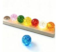 7 Bolas de Cristal 3D de luz Nocturna, Bola de Cristal de 40 mm con Base de Madera, Bola LED de 7 Planetas, Bolas de Cielo Estrellado de Colores, Bola de Plasma USB para decoración del hogar
