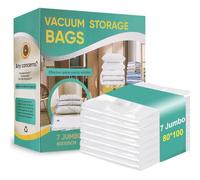 7 Bolsas Vacio Ropa Edredones, 7 XL 80*100cm Sacos Vacuo com Bomba, Vacuum Storage Bags Reutilizables Adaptables al Aspirador para Uso Diario