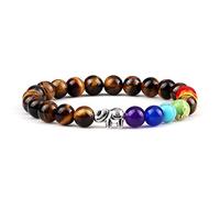 7 Brazalete de Chakra Elefante Piedra Natural Reiki Pulseras con Cuentas Hombres curativos ansiedad Yoga brazaletes