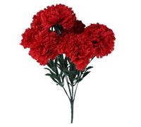 7 cabezas de flores de clavel artificiales con ramo de claveles de plástico para día de la madre, boda, centros de mesa para el hogar, arreglos de flores silvestres artificiales (rojo, talla única)