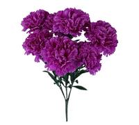 7 cabezas de flores de clavel artificiales con ramo de claveles de plástico para el Día de la Madre, boda, centros de mesa para el hogar, arreglos de flores silvestres artificiales (C, talla única)