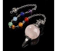 7 Chakr Pendulum Natural Stone Pendant for Dowsing Pink Quartz Opal Black Onyx women Men Jewelry-P0004