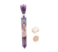 7 Chakra Amatista Varita de ángel Reiki Curación Varitas de cristal Equilibrio de piedras preciosas Feng Shui Regalo espiritual Con Rose Desert Selenite-Blessfull Healing