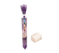 7 Chakra Amatista Varita de ángel Reiki Curación Varitas de cristal Equilibrio de piedras preciosas Feng Shui Regalo espiritual Con cubo de selenita-Blessfull Healing