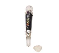 7 Chakra Black Nuummite Reiki Varitas de cristal curativo Piedras preciosas Feng Shui Crystal Pencil Ball Varita con selenita Heart-Blessfull Healing
