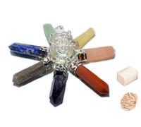 7 Chakra Crystal Ganesha Generador de energía Reiki Pyramid Stone Regalo espiritual con Rose Desert/Cube Selenite-Blessfull Healing