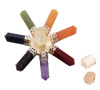 7 Chakra Crystal Pencil Stone Generador de energía Reiki Pyramid Stone Regalo espiritual con Rose Desert/Cube Selenite-Blessfull Healing