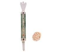 7 Chakra Green Jade Angel Lápiz Varita mágica Reiki Curación Varitas de cristal Generador de energía Equilibrio de piedra Feng Shui Regalo espiritual Con Rose Desert Selenite-Blessfull Healing