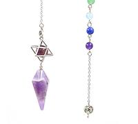 7 Chakra Natural Amatistas Verde Aventurine Merkaba Star & Hexagonal Prism Pendulum Colgante Reiki Healing Charm Jewelry-Amatistas_PORCELANA