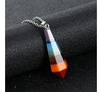 7 Chakra Natural Gem Stone Hexagonal Column Cone Pendant Chain Necklaces,4