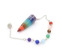 7 Chakra Piedra Yoga Collar Mujeres Hombres Cuarzo crudo Radiestesia natural Péndulo Cadena Collares Cuentas Colgantes Fabricación de joyas-A-P7