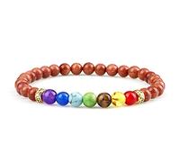 7 Chakra Reiki oración pulsera con cuentas piedra de lava natural Yoga pulseras y brazaletes elásticos para mujeres hombres joyería-arena Stone_CHINA