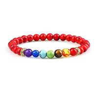 7 Chakra Reiki Prayer Beaded Bracelet Natural Lava Stone Yoga Elastic Bracelets&Bangles For Women Men Jewelry-Red_CHINA