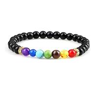 7 Chakra Reiki Prayer Beaded Bracelet Natural Lava Stone Yoga Elastic Bracelets&Bangles For Women Men Jewelry-Black Light_CHINA