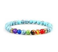 7 Chakra Reiki pulsera de cuentas de oración piedra de lava natural Yoga pulseras y brazaletes elásticos para mujeres hombres joyería-Blue_CHINA