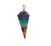 7 Chakra Stone Yoga Collar Mujeres Hombres Cuarzo crudo Radiestesia natural Péndulo Cadena Collares Cuentas Colgantes Fabricación de joyas-D-P4 Sin cadena