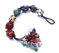 7 chakras, árbol de la vida, adornos colgantes para ventana de coche, cuerda trenzada hecha a mano, piedras pulidas, cristales Feng Shui, decoración del hogar, estilo 3