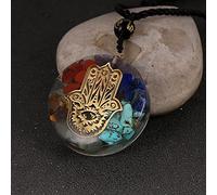 7 Chakras Piedra Natural Chip Grava Mano Oronge Collar Orgonita Energía Colgante Péndulo Resina epoxi Joyería-Mano 7 Chakras G