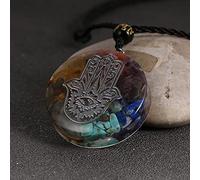 7 Chakras Piedra Natural Chip Grava Mano Oronge Collar Orgonita Energía Colgante Péndulo Resina epoxi Joyería-Mano 7 Chakras S