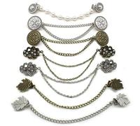 7 clips retro para suéter con cadenas, clips para chal de aleación de zinc para vestidos, cierre decorativo para capa de cárdigan para mujer