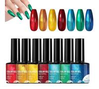 7-Color Rainbow Gel Polish Set, Glossy Glue For Styling, Lining, Detailing, Ideal For, Travel, Holiday, Wedding, Salon Or Home Use, 8ml Bottles For Enthusiasts, 8ml