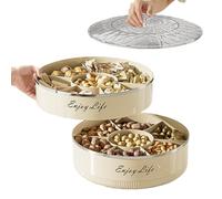 7-Compartment Rotating Snack Container, Convenient Serving Snack Organizer, Food Storage Platter With Lid And Handle for Fruits Nuts Snacks Party Picnic Wedding Home Kitchen Dining Room Entertaining
