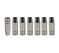 7 copas cónicas de protección de boquilla de gas para soplete de soldadura MIG/MAG 15AK MIG/MAG, construcción de metal con flujo de gas optimizado, plata 53,5 x 18 mm