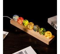 7 Core Memories Crystal Balls, 7 Colors 40mm Solar System Crystal Ball Night Light with LED Wooden Base, Crystals and Healing Stones Table Lamps, Home Decor Ornaments (Oblong)