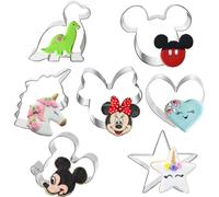 7 cortadores de galletas con formas de animales de dibujos animados, unicornio, dinosaurio, corazón y estrella para galletas, sándwiches, pasteles y pasteles