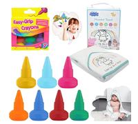 7 crayones lavables y 1 toalla con capucha para bebé de Peppa Pig, no tóxica, crayones de fácil agarre y toalla de algodón suave para niños pequeños, perfecta para arte, baño, viajes, para niños y