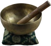 7 cuencos tibetanos antiguos del Himalaya, de metal martilleado, con mazo y cojín para meditación, cánticos, para la oración curativa y yoga (23 cm)