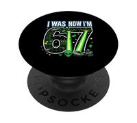 7º cumpleaños tenía 6 años Ahora Soy 7 Six Seven 67 Space Alien UFO PopSockets PopGrip Adhesivo