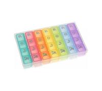 7-Day Pill Organizer Medication Storage Box - Weekly Case with 4 Compartments for Morning, Noon & Night Medication Use