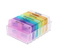 7 días Caja de medicina portátil para píldoras Viaje Medicina semanal Almacenamiento de salud Caja de píldoras Organizador Dispensador Dispensador Cortador de pastillas, 01