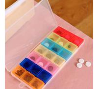 7 días Caja de píldoras Tableta de almacenamiento de medicina Pastillero con tapas de clip Organizador de medicina Divisores de caja de píldora Dispensador de almacenamiento semanal, 2