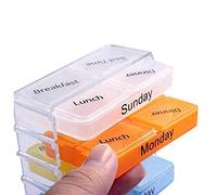 7 días Semanal Medicina de viaje Soporte para tableta Dispensador Organizador Caja de píldoras de almacenamiento Clasificador de cajas Caja de medicamentos Divisor de contenedores