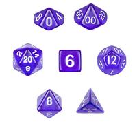 7 Die Polyhedral Dice Set - Translucent Purple with Velvet Pouch By Wiz Dice by Wiz Dice