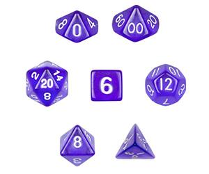 7 Die Polyhedral Dice Set - Translucent Purple with Velvet Pouch By Wiz Dice by Wiz Dice