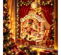 7" Double-Layer Lighted Christmas Window Decoration with Suction Cup | Christmas Window Light, Warm White Hanging Ornament with Suction Cup for Home & Party Decor(F)