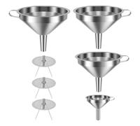 7 embudos de cocina con colador, embudo de cocina de acero inoxidable para transferir polvo líquido